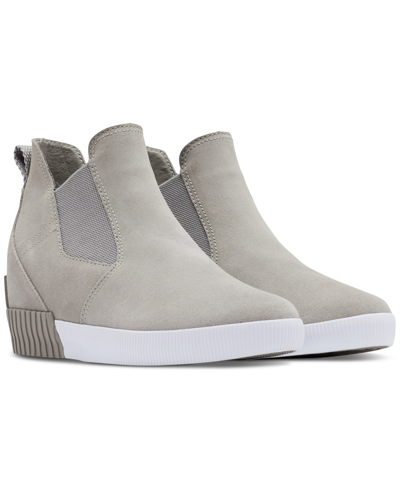 Sorel Women's Out N About Slip-on Wedge Sneakers Women's Shoes In Chrome Grey/white