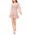1.state Smocked Square Neck Long Sleeve Dress In Sweet Blooms