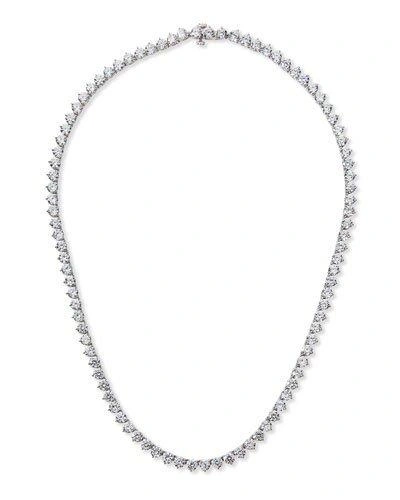 Fantasia By Deserio 0.25 Carats Per Station Three-prong Cz Vermeil Tennis Necklace In Clear