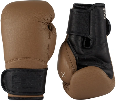 Pent. Brown & Black Raxa™ Luxury Boxing Gloves In Brown/black