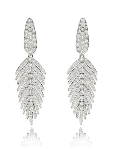 Sutra 18k White Gold & Diamond Feather Drop Earrings