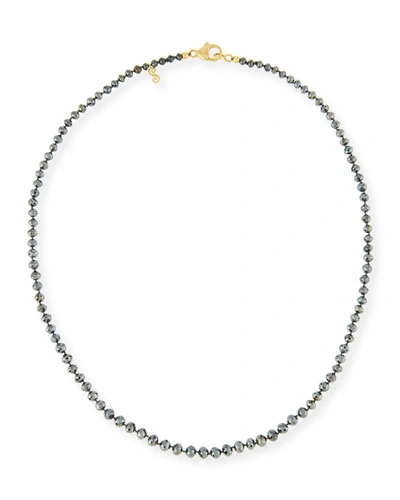 Splendid Faceted Round Black Diamond Necklace, 18"