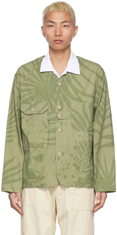 Engineered Garments Leaf-print Lightweight Jacket In Grün