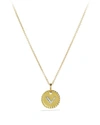 David Yurman Cable Collectibles Initial Pendant With Diamonds In Gold On Chain, 16-18 In Initial V