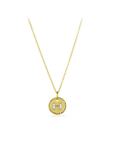 David Yurman Cable Collectibles Initial Pendant With Diamonds In Gold On Chain, 16-18 In H