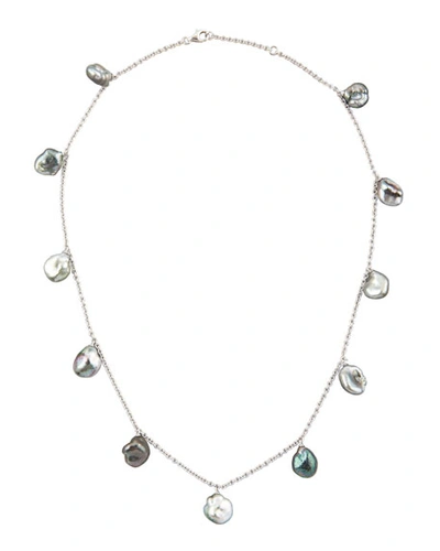 Eli Jewels 18k White Gold Gray Keshi Pearl Necklace, 16"l