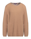 Ralph Lauren Purple Label Cashmere Crewneck Sweater In Camel Melange