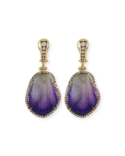 Silvia Furmanovich 18k Diamond & Resin-coated Orchid Petal Drop Earrings, Purple