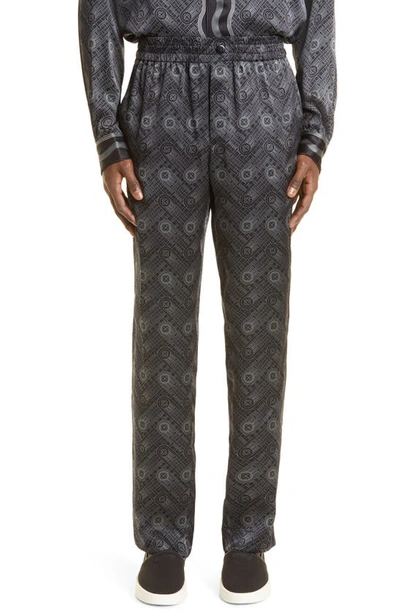 Casablanca Men's Silk Ping Pong Monogram Pajama Pants In Black