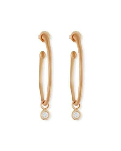 Rahaminov Diamonds 18k Rose Gold Wave Hoop Earrings With Diamond Dangle