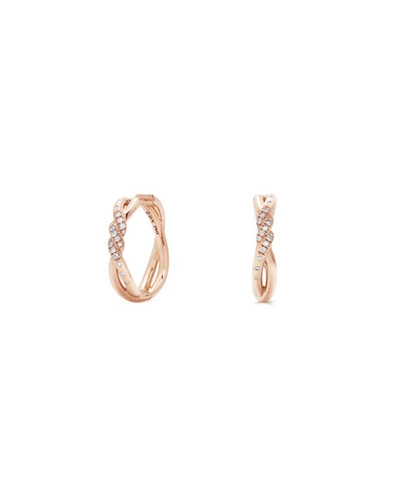 David Yurman 21mm Continuance 18k Rose Gold Hoop Earrings With Diamonds