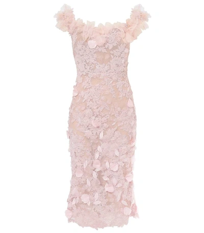 Marchesa Lace -off The Shoulder Cocktail Dress In Pink