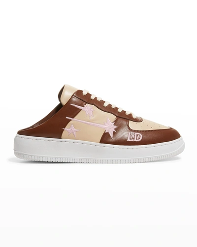 Lost Daze Men's Space Force 1 Leather Sneaker Mules In Brown