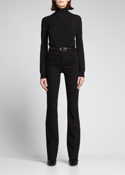 L Agence Ruth High-rise Straight Jeans W/ Raw Hem In Black