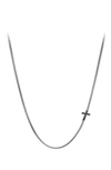 David Yurman Men's Streamline Cross Necklace With Black Diamonds In Silver, 3.6mm In Black/silver