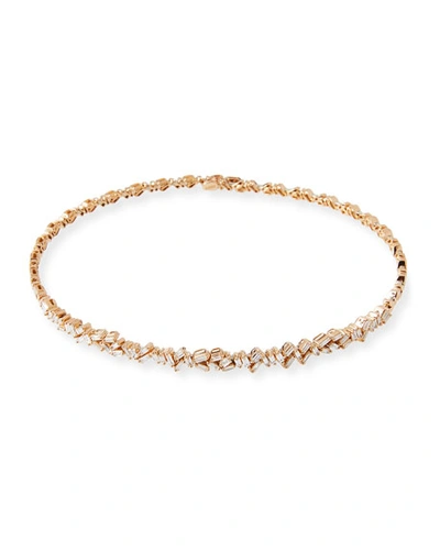 Suzanne Kalan 18k Rose Gold Diamond Baguette Choker Necklace, 2.25 Tdcw