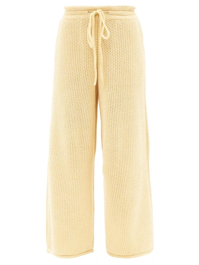 The Elder Statesman Grain-stitch Cashmere Trousers In Light Yellow