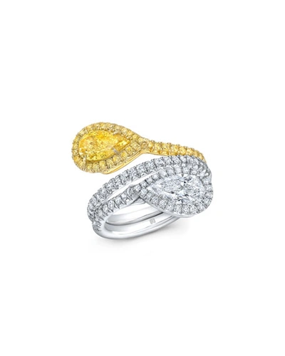 Rahaminov Diamonds Two-tone 18k Gold & Diamond Bypass Ring