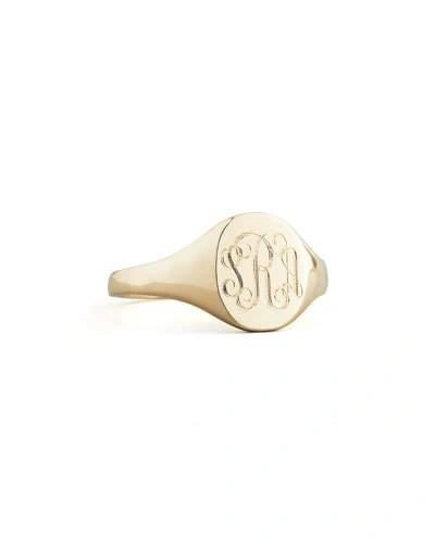 Sarah Chloe 14k Gold Lana Monogrammed Oval Signet Ring, Petite