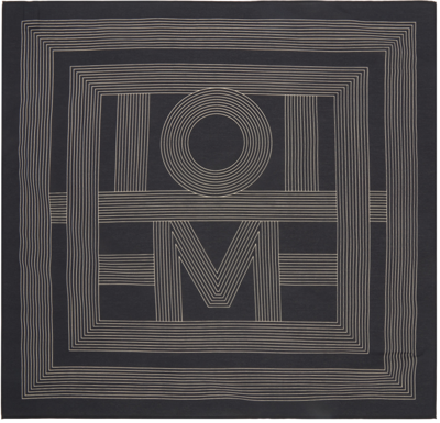 Totême Striped Monogram Silk Cotton Scarf Black