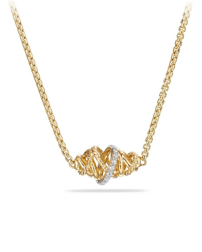 David Yurman Crossover 18k Pendant Necklace With Diamond
