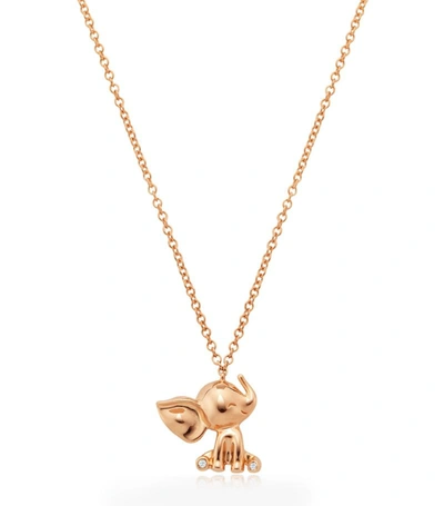 Noa Mini Kids'  Rose Gold And Diamond Elephant Pendant Necklace