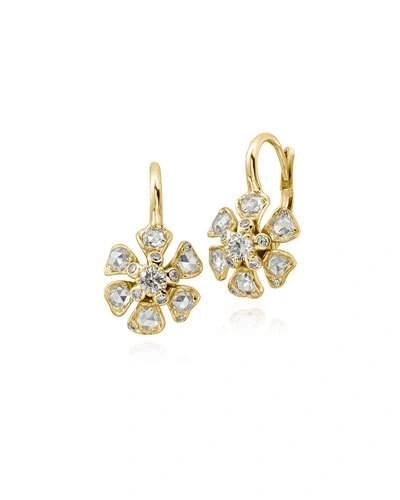 Maria Canale Aster Diamond Flower Drop Earrings In 18k Gold