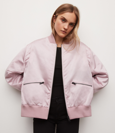 Allsaints Brooke Puffer Bomber Jacket In Pink