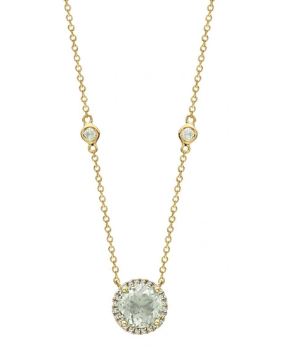 Kiki Mcdonough Grace Prasiolite & Diamond Halo Pendant Necklace