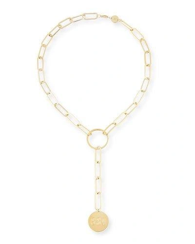 Jennifer Zeuner Marla Jumbo Lariat Monogram Necklace In Gold