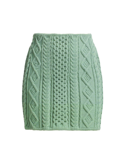 Aknvas Tiffany Cable-knit Miniskirt In Slate Green