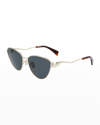 Lanvin Armand Albert Rateau Metal Cat-eye Sunglasses In Grey