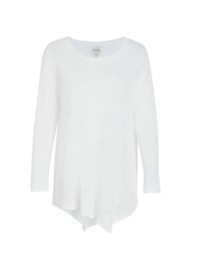 Nic + Zoe Featherweight Angled Hem Linen Blend Sweater In Pwh