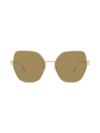 Fendi Baguette 59mm Geometric Sunglasses In Shiny Gold Brown