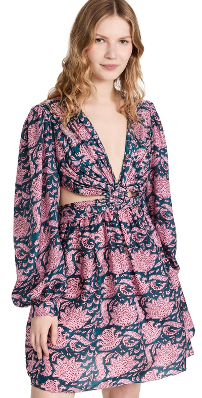 Hannah Artwear Mia Cutout Printed Silk-habotai Mini Dress In Peonia
