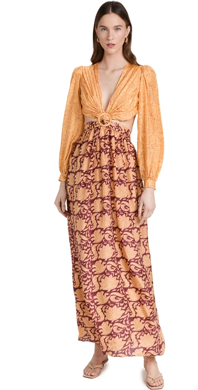 Hannah Artwear Rio Cutout Floral-print Silk-habotai Maxi Dress In Multi