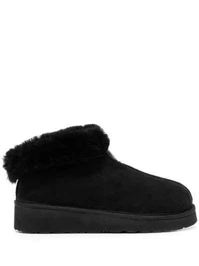 Grenson Shearling Logo-patch Boot Slippers In Black