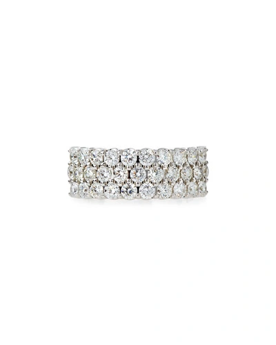 American Jewelery Designs Three-row Diamond Eternity Band Ring In 18k White Gold