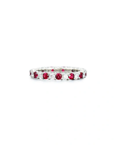 American Jewelery Designs Ruby & Diamond Eternity Band In Platinum