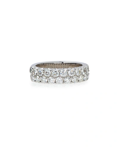 American Jewelery Designs Two-row Diamond Eternity Band Ring In 18k White Gold, 1.98 Tdcw