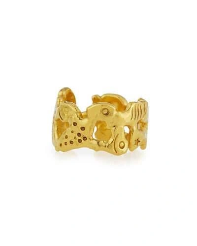 Jean Mahie Mahie Forever 22k Gold Carved Ring