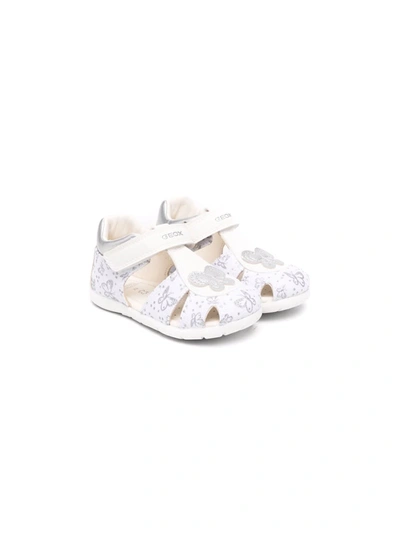 Geox Baby Girl's & Little Girl's Star Leather Sneakers In White Black