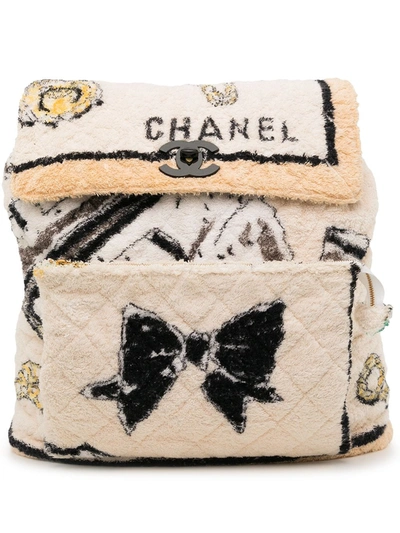 Pre-owned Chanel 1992 Quilted Towelling Backpack In Neutrals