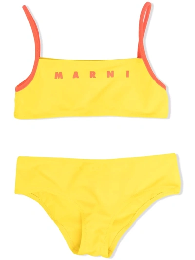 Marni Kids Yellow Logo Bikini Set