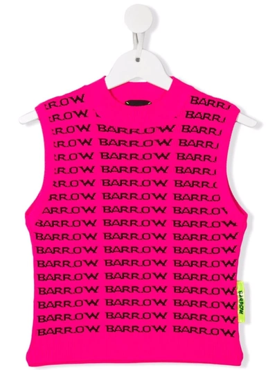 Barrow Teen Logo Intarsia Knitted Vest In Pink