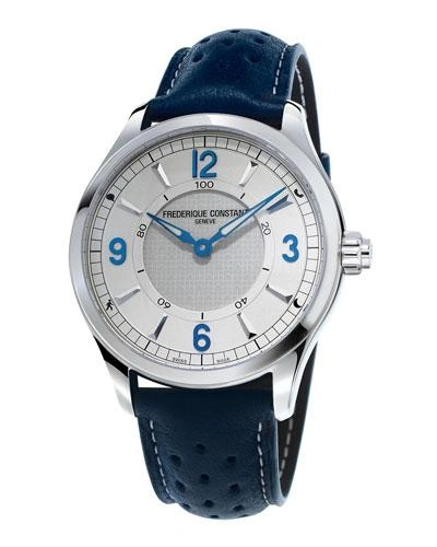 Frederique Constant 42mm Horological Smart Watch With Leather Strap, Blue