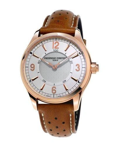 Frederique Constant Horological Smart Watch With Leather Strap, White/brown