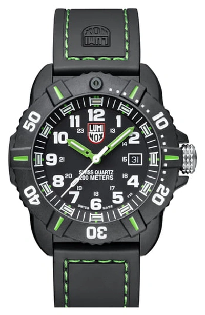 Luminox 44mm Sea Series Coronado 3037 Watch, Green In Black/ Green