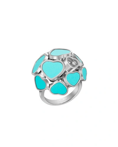 Chopard Happy Hearts 18k White Gold Turquoise & Diamond Ring