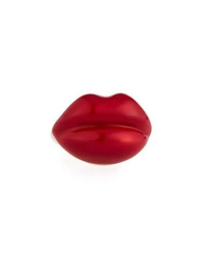 Mattioli Lips 18k Rose Gold & Red Enamel Ring